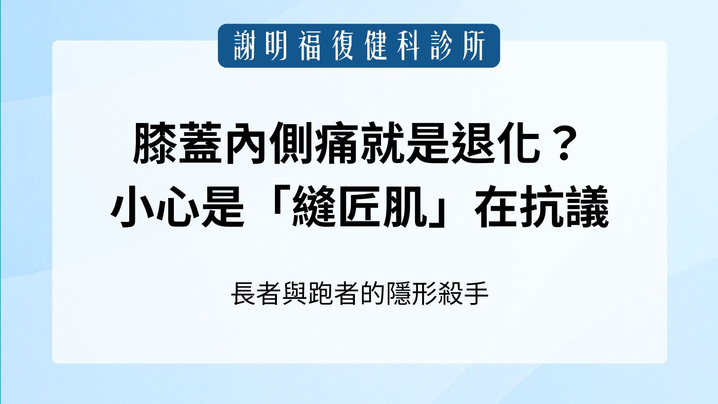 膝蓋內側痛就是退化？小心是「縫匠肌」在抗議：長者與跑者的隱形殺手｜謝明福復健科